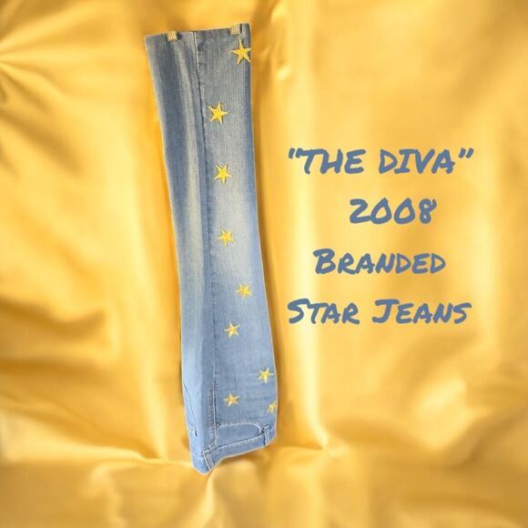 "the DIVA" Womens JEANS with STRETCH Game~Day Party GLAM EMBELLISHED GOLD STARS - Picture 2 of 13